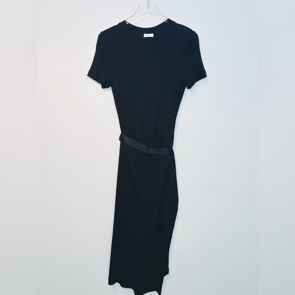 Rosetta Getty Black Midi T-Shirt Tie Waist Apron Wrap Skirt Dress NWT - Picture 13 of 15